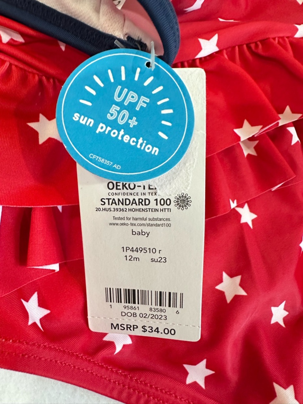 Girl’s Carter’s Red Star Ruffle One-Piece Swimsuit - Picture 8 of 9